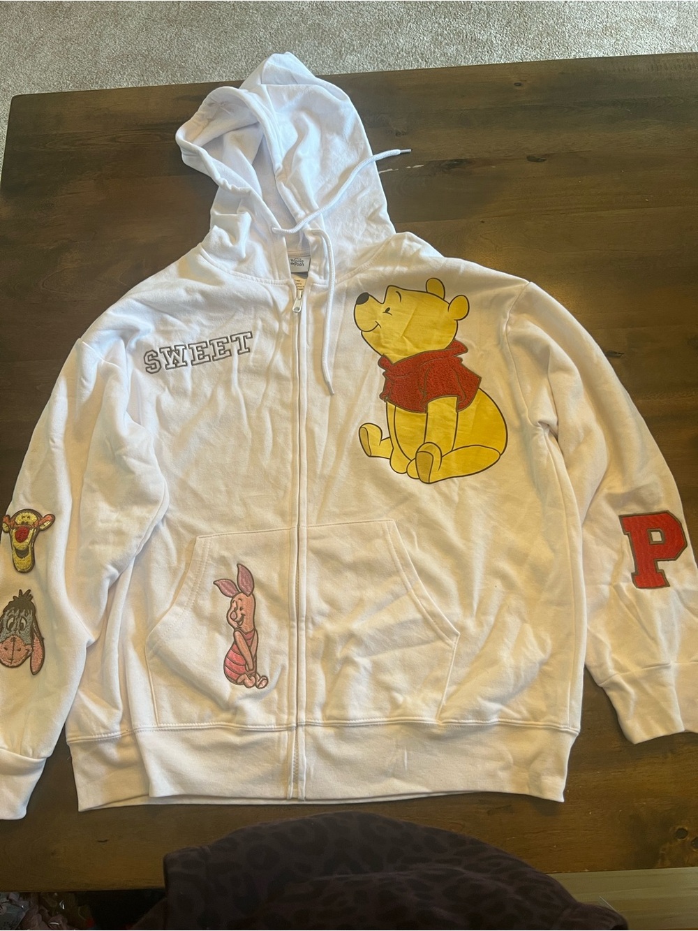 Disney Winnie the Pooh Piglet Tigger Eeyore Zip Hoodie White XL